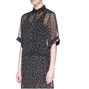 See by Chloe Black Chiffon Mini Mesh Dress Strawberry Size US 8